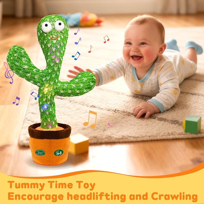 Dancing Talking Cactus Toy,Christmas Funny Gift for Toddler 1 2 3 Year Old Boy Girl,Record Repeat What You Say Baby Infant Toys 6-12 12-18 Months with 3xAA Battery (Volume Adjustment)