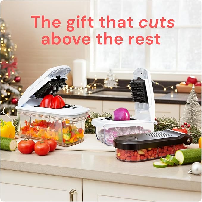 Fullstar All-in-1 Vegetable Chopper and Mandoline Slicer for Kitchen - Cheese Grater, French Fry Cutter, Cheese Slicer - Bonus Handheld Spiralizer Included (6 in 1, Stainless Steel)