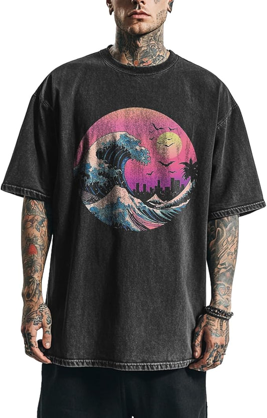 Mens Dragon Grpahic T-Shirts Short Sleeve 100% Cotton Crewneck Big and Tall Outdoor Summer Quick Dry Undershirts