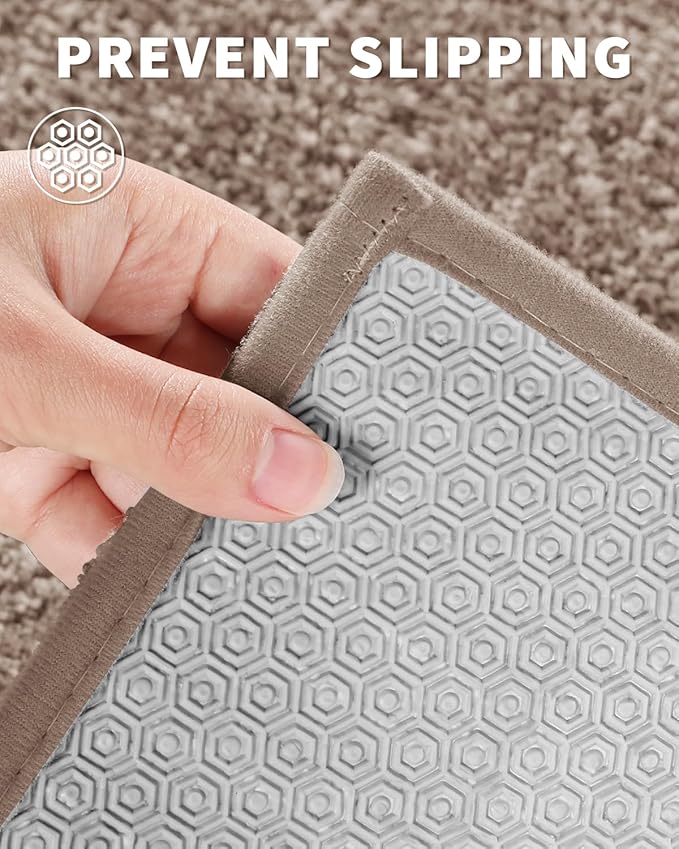 Yimobra Long Bathroom Rug Non Slip Washable, Soft Absorbent Microfiber Bath Mat, Dual-Tone Decor Rug with Rubber Backing for Bathroom Floor Tub and Shower,44x24,Home Essentials,Brown and White