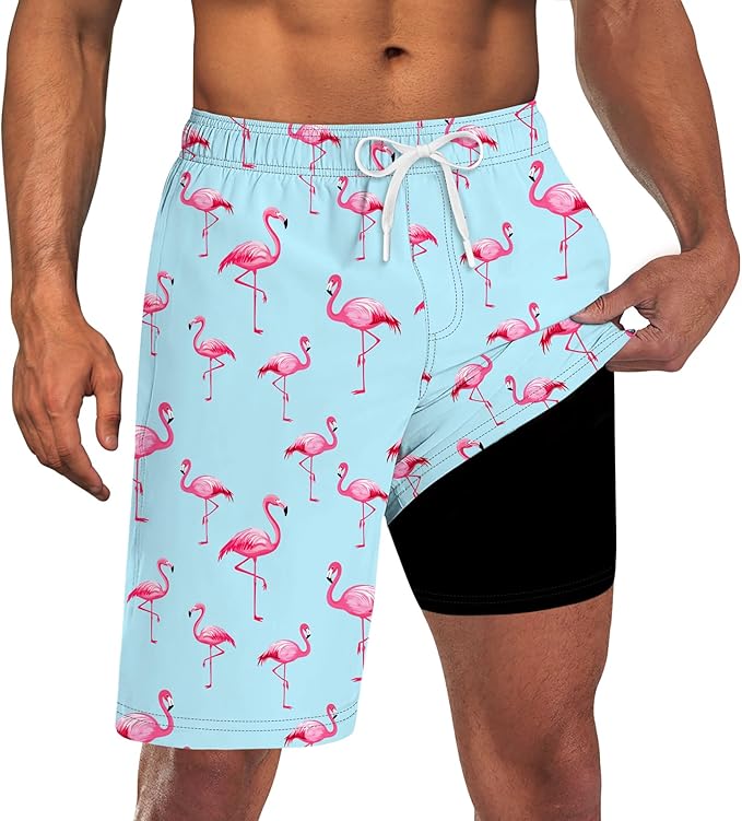 Goodstoworld Mens Swim Trunks with Compression Liner 9'' Inseam Quick Dry Swimsuit Shorts M-3XL