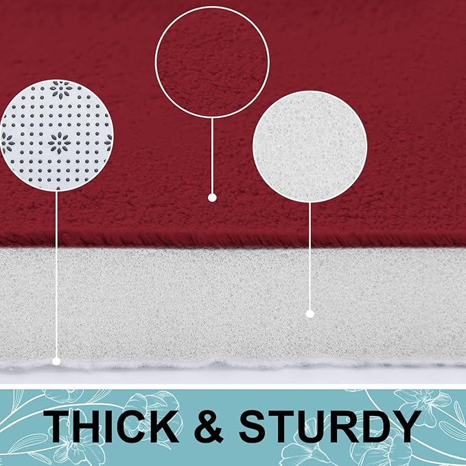 Smiry Memory Foam Bath Mat 36x24, Extra Soft and Absorbent Bathroom Mats, Non Slip Washable Carpet for Floor, Shower and Tub, Red