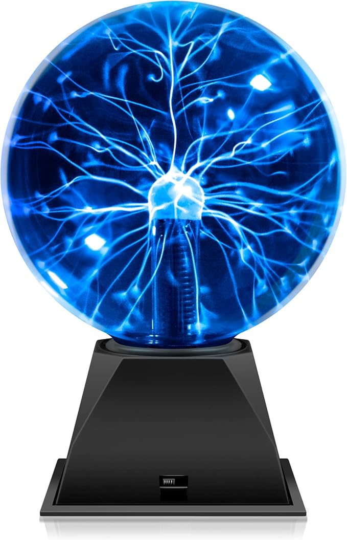 Flashmen Plasma Ball Lamp 6 inch Science Toy Touch & Sound Sensitive Plasma Globe Extra Large Lightning Ball for Kid Teen Bedroom Decor Lamp Novelty Toy Present (Blue)