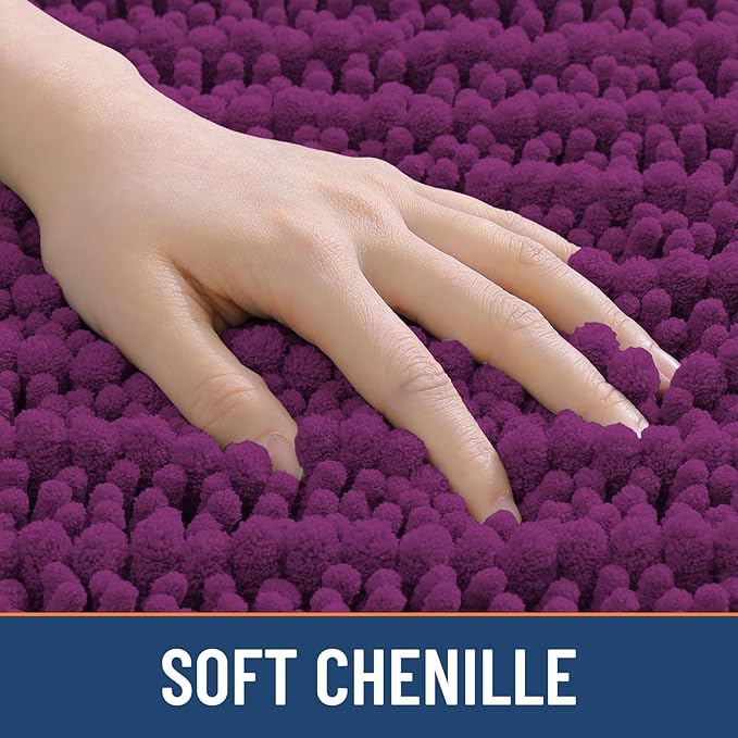 Smiry Bathroom Rugs Mat 36x24, Extra Soft Absorbent Chenille Bath Rugs, Non Slip Rubber Backing Machine Washable Quick Dry Bath Mats for Bathroom Floor, Tub, Shower, Home Decor Accessories, Violet