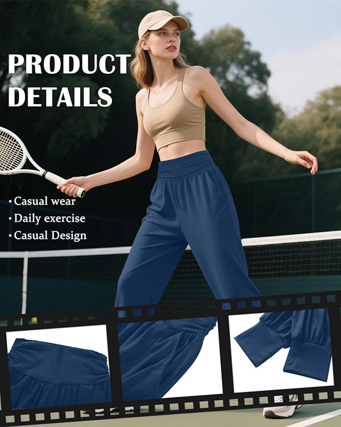 2 Pack Women's Yoga Joggers, Cozy Sweatpants with Pockets Casual Loose Comfy High Waisted Lounge Pants
