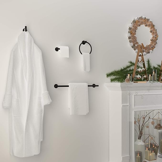 Matte Black Bathroom Hardware Set (4-Piece)