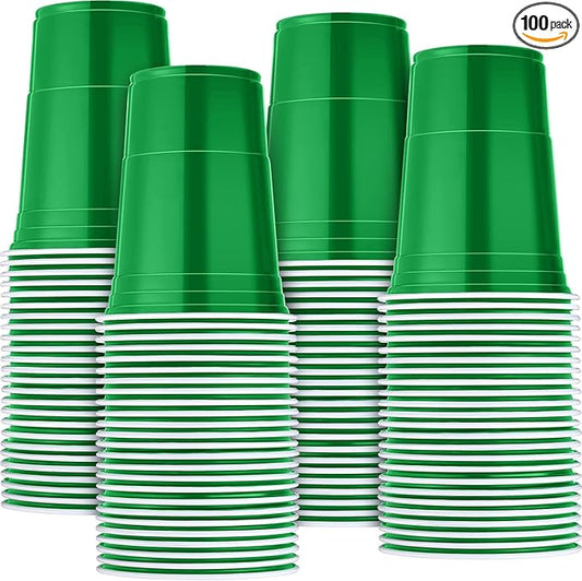 Mimorou Green 200 Pack 16 oz Disposable Plastic Cups Bulk, Party Plastic Cups for Parties Stackable Beverage Drinking Tumbler Heavy Duty for Events Picnics and BBQ Wedding Birthday Baby Shower
