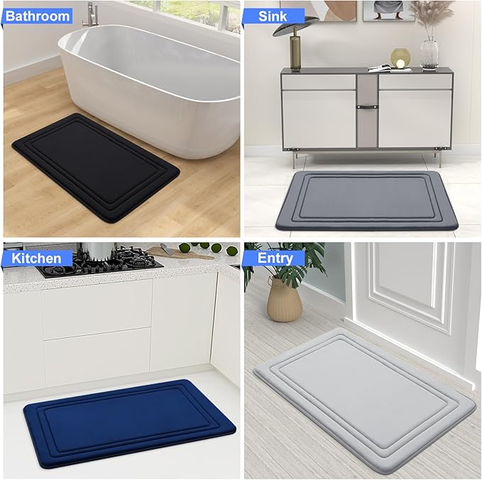 Grandaily Memory Foam Bath Mat Rug 47x24, Ultra Soft, Non-Slip and Absorbent Bathroom Rugs, Machine Wash Dry, Comfortable Bath Carpet for Bathroom Floor, Tub and Shower, Brown