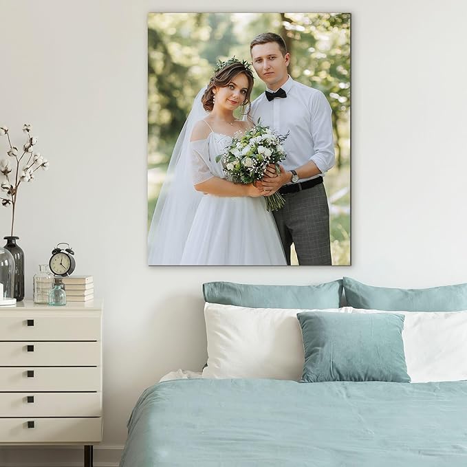 WayToLight Custom Canvas Prints with Your Photos, Canvas Wall Art for Friends, Couples and Weddings, Ideal for Bedroom, Office Decor (20" X 32")