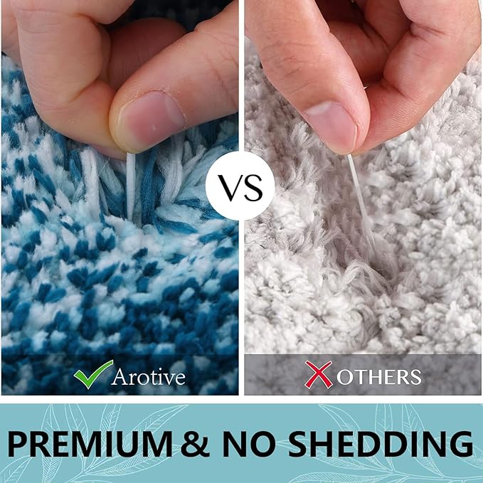 Arotive Microfiber Bathroom Rugs, Shaggy Soft and Absorbent Bath Rug, Non-Slip, Thick Plush Machine Washable Dry Bath Mats for Bathroom, Tub and Shower, 30x20, Peacock Blue, Rectangular