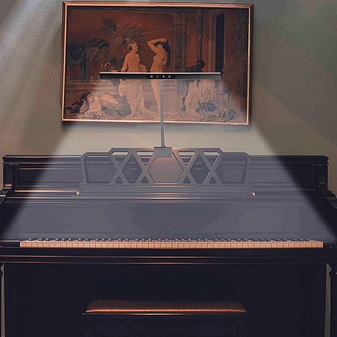 Piano Lamp with 3 Color Modes, Adjustable Height & Direction - Desk Light with Auto-Off Timer - Wide Illumination Music Stand Light