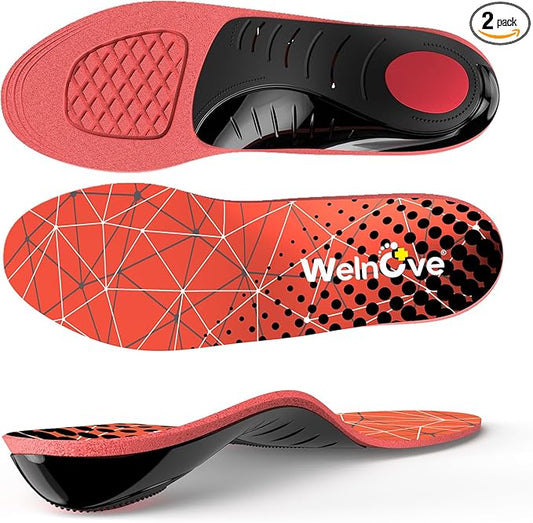 Arch Support Insoles for Plantar Fasciitis - Welnove Ultra Light High Arch Support Inserts - Orthotic Shoe Insole for Heel Pain, Flat Feet,Heel Spurs - Work Boot Insoles for Standing All Day (S)