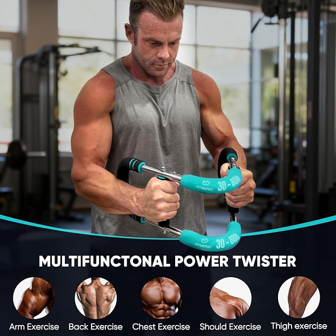 FitBeast Twister Arm Trainer, Chest Workout Equipment with 4 Spring - Adjustable Chest Exerciser for Men & Women, Detachable Forearm Strengthener, Home Fitness Equipment for Upper Body Muscle