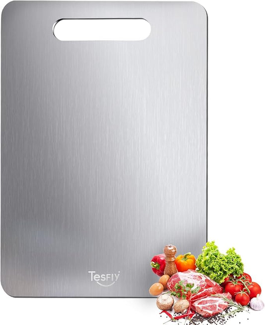 New Titanium Cutting Board - 100% Pure Titanium Cutting Boards For Kitchen,Easy to clean,Double-sided food-grade Cutting Board For Cutting Meats, Fruits And Vegetables(15 * 11)
