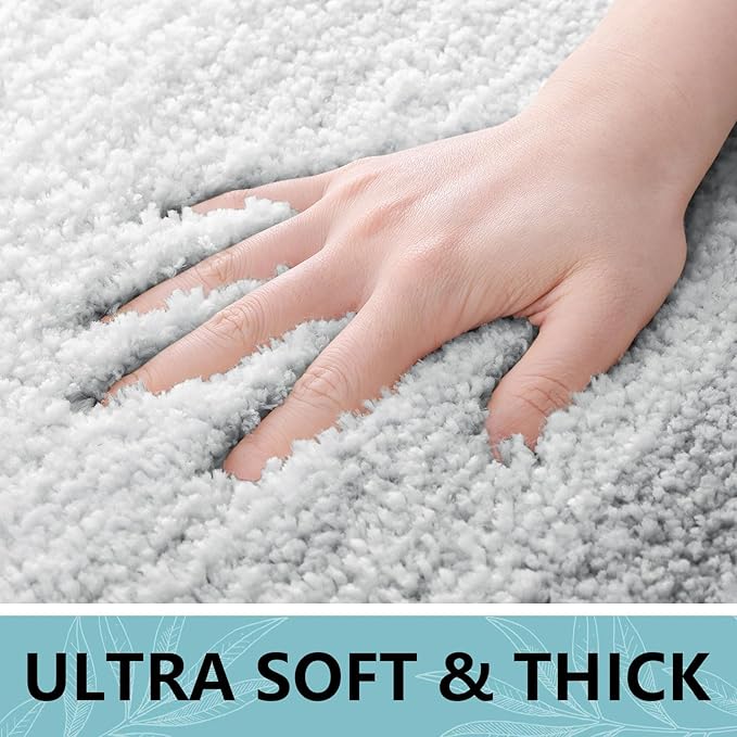Arotive Microfiber Bathroom Rugs, Shaggy Soft and Absorbent Bath Rug, Non-Slip, Thick Plush Machine Washable Dry Bath Mats for Bathroom, Tub and Shower, 30x20, Light Grey, Rectangular