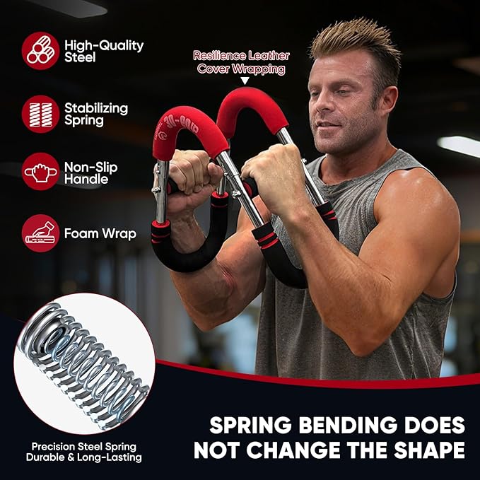 FitBeast Twister Arm Trainer, Chest Workout Equipment with 4 Spring - Adjustable Chest Exerciser for Men & Women, Detachable Forearm Strengthener, Home Fitness Equipment for Upper Body Muscle