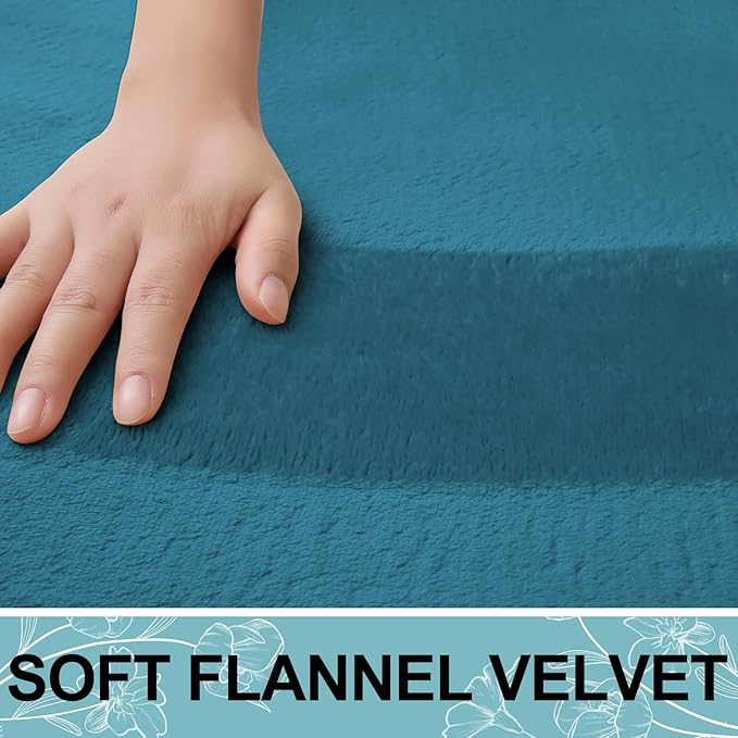 Smiry Memory Foam Bath Mat 47x24, Extra Soft and Absorbent Bathroom Mats, Non Slip Washable Carpet for Floor, Shower and Tub, Peacock Blue