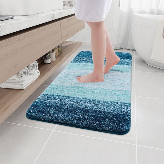 Arotive Microfiber Bathroom Rugs, Shaggy Soft and Absorbent Bath Rug, Non-Slip, Thick Plush Machine Washable Dry Bath Mats for Bathroom, Tub and Shower, 40x24, Peacock Blue, Rectangular