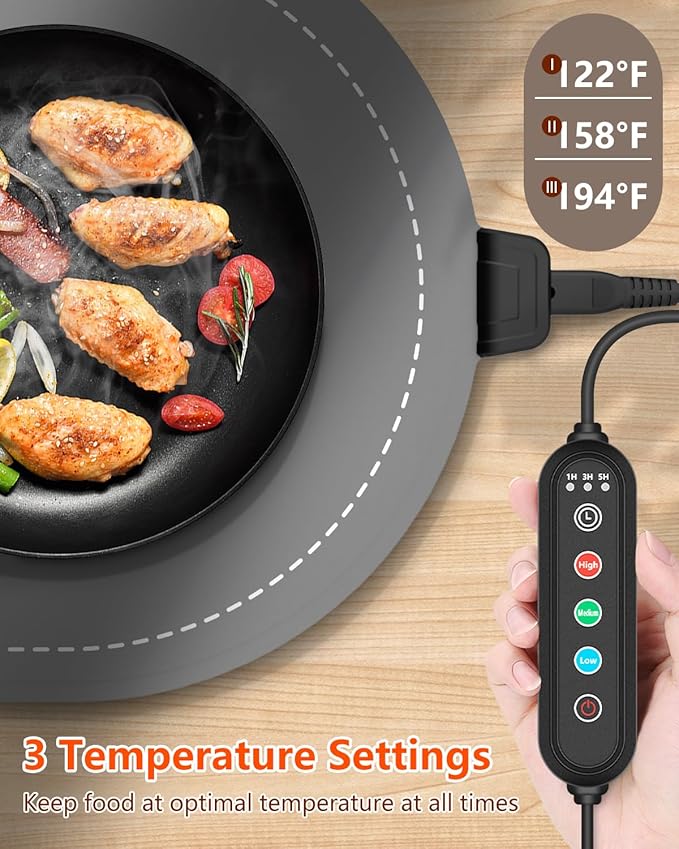 Warming Mat for Food with Adjustable Temperature Timer,10S Fast Heating Electric Food Warming Mat for Parties Buffet Daily,Food Heating Mat with Insulating Pad Raised Feet Protects Table