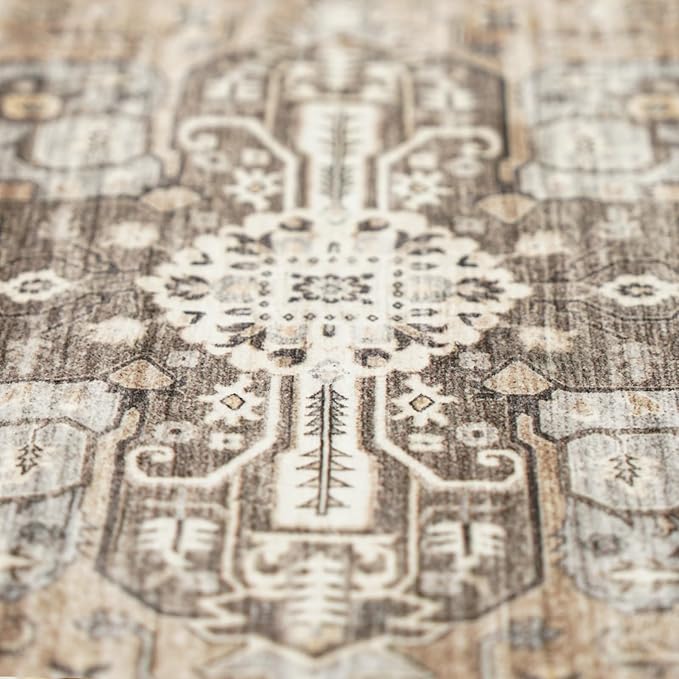 RUUGME Washable 5x7 Area Rugs - Large Rugs for Living Room Stain Resistant Carpet Vintage Rugs for Bedroom with Non Slip Backing Home Decor Floor Decoration Mat (5x7 Beige)
