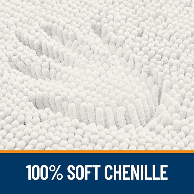 OLANLY Bathroom Rugs 40x24, Extra Soft Absorbent Chenille Bath Rugs, Rubber Backing Quick Dry, Machine Washable Bath Mats for Bathroom Floor, Tub and Shower, Home Decor Accessories, Ivory