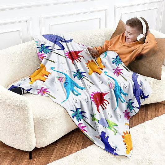 Wajade Dinosaur Blanket for Boys, Soft Fleece Kids Blanket for Couch Sofa Bedroom, Toddler Cute Dinosaur Throw Blanket Gifts for Birthday Christmars Easter Halloween, 60"x80"