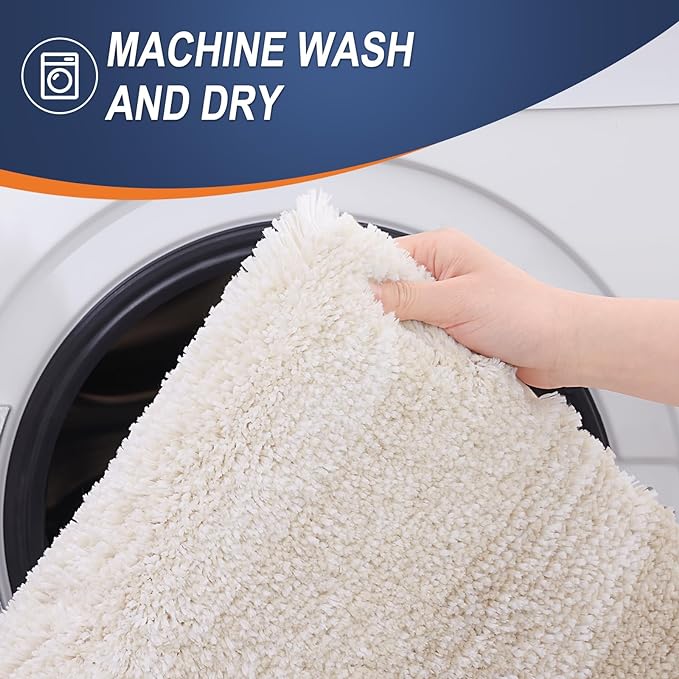 OLANLY Bathroom Rugs Mat 36x24, Extra Soft Absorbent Microfiber Bath Rugs, Rubber Backing, Quick Dry, Machine Washable Bath Mats for Bathroom Floor, Tub and Shower, Home Decor Accessories, Light Beige