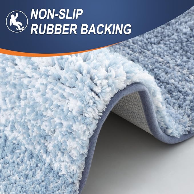OLANLY Bathroom Rugs Mat 59x35, Extra Soft Absorbent Microfiber Bath Rugs, Rubber Backing, Quick Dry, Machine Washable Bath Mats for Bathroom Floor, Tub and Shower, Home Decor Accessories, Blue