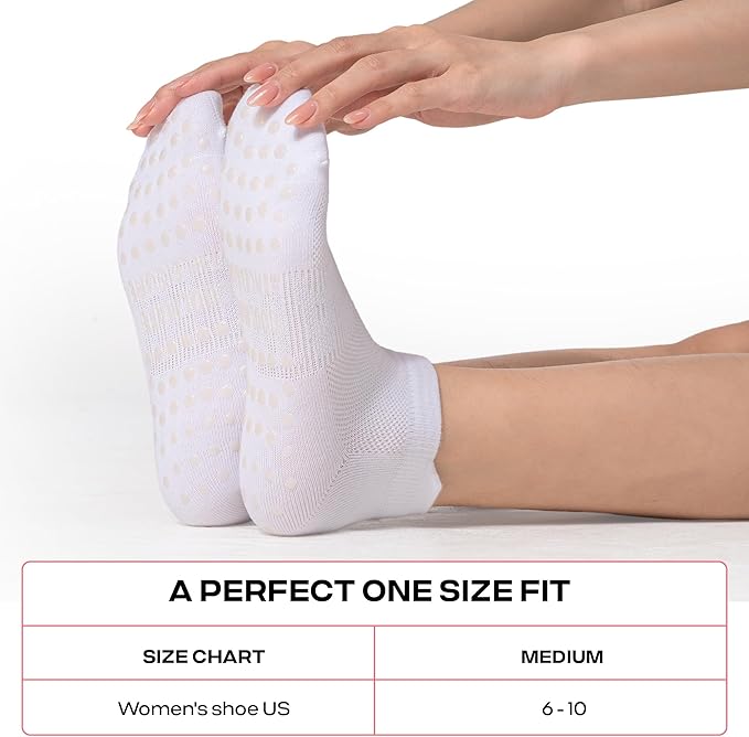 CoolMate Pilates Socks with Grips for Women, Yoga Socks, Crew Non Slip Women for Barre, Pilates Gifts