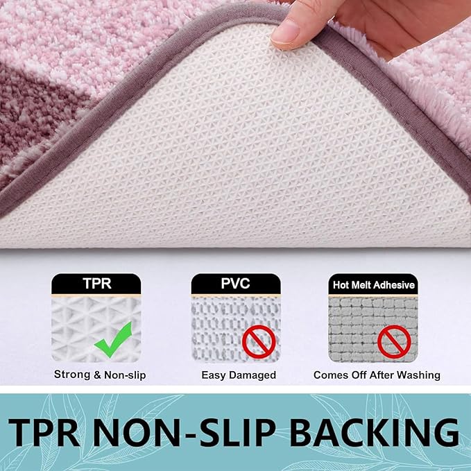 Arotive Microfiber Bathroom Rugs, Shaggy Soft and Absorbent Bath Rug, Non-Slip, Thick Plush Machine Washable Dry Bath Mats for Bathroom, Tub and Shower, 47x24, Mauve, Rectangular