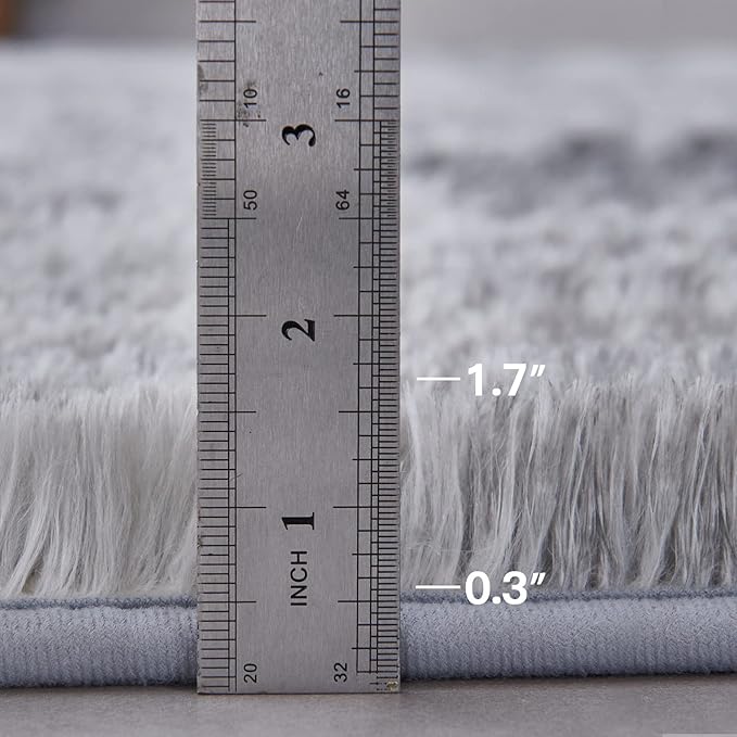 TABAYON Shag Area Rug, 4'x6' Tie-Dyed Light Grey Indoor Ultra Soft Plush Rugs for Living Room, Non-Skid Modern Nursery Faux Fur Rugs for Home Decor