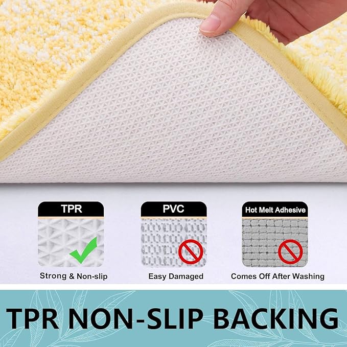Arotive Microfiber Bathroom Rugs, Shaggy Soft and Absorbent Bath Rug, Non-Slip, Thick Plush Machine Washable Dry Bath Mats for Bathroom, Tub and Shower, 70x24, Light Yellow, Rectangular