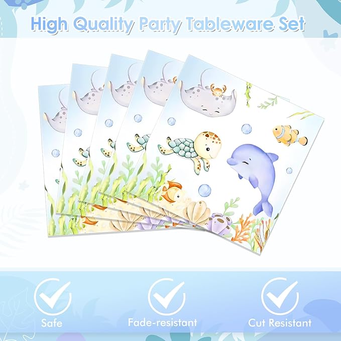 Under The Sea Party Tableware Set – Plates & Napkins for Birthday Party