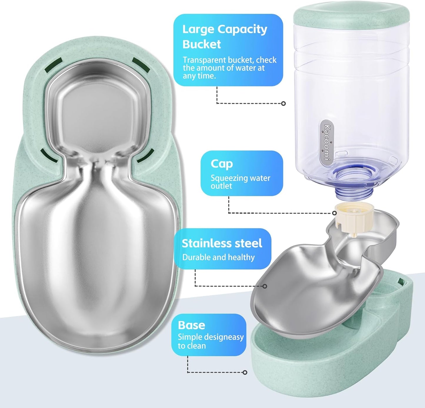 Auto Pet Feeder & Water Dispenser with Stainless Bowl