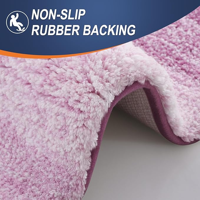 OLANLY Bathroom Runner Rugs 47x24, Extra Soft Absorbent Microfiber Bath Rugs, Rubber Backing, Quick Dry, Washable Bath Mats for Bathroom Floor, Tub and Shower, Home Decor Accessories, Pinkish-Purple