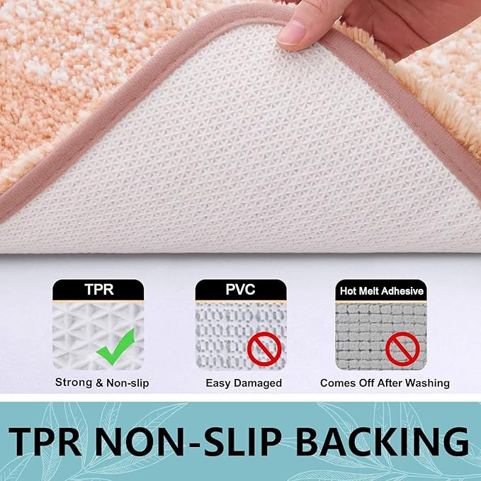 Arotive Microfiber Bathroom Rugs, Shaggy Soft and Absorbent Bath Rug, Non-Slip, Thick Plush Machine Washable Dry Bath Mats for Bathroom, Tub and Shower, 54x24, Peach, Rectangular