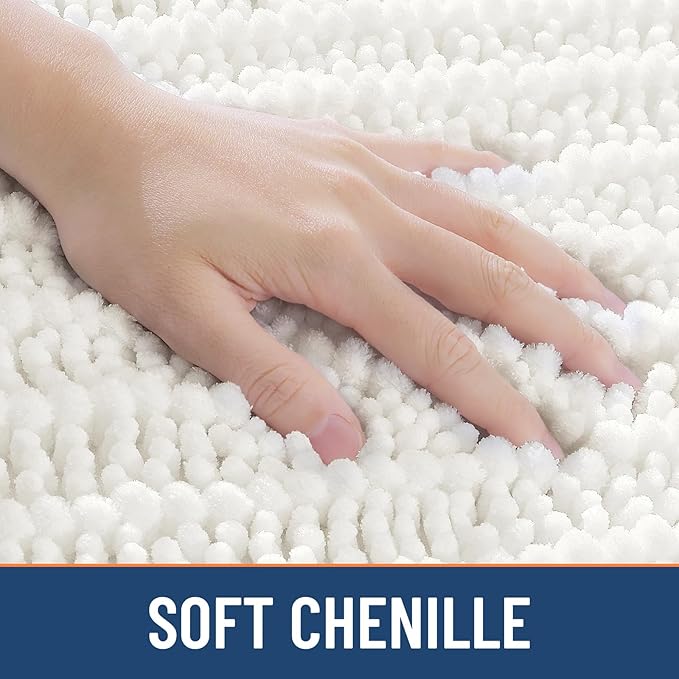 Smiry Bathroom Rugs Mat 40x32, Extra Soft Absorbent Chenille Bath Rugs, Non Slip Rubber Backing Machine Washable Quick Dry Bath Mats for Bathroom Floor, Tub, Shower, Home Decor Accessories, Ivory