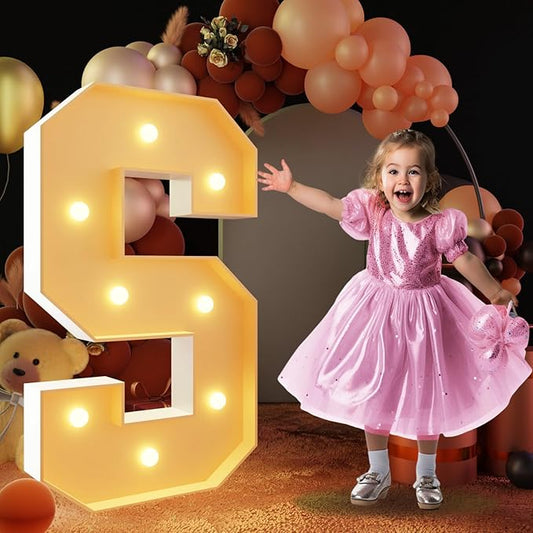 imprsv Marquee Light Up Letter S, Art Craft Kit for Party Decorations, 3FT White Foam Board Decor, Baby Shower, Wedding, Engagement Decorations