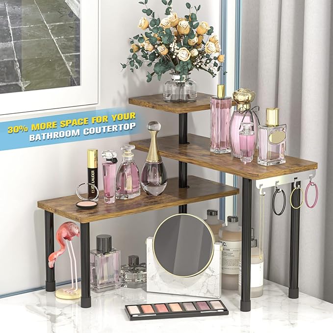 3-Tier Countertop Corner Shelf Organizer – Kitchen & Bathroom Storage Rack