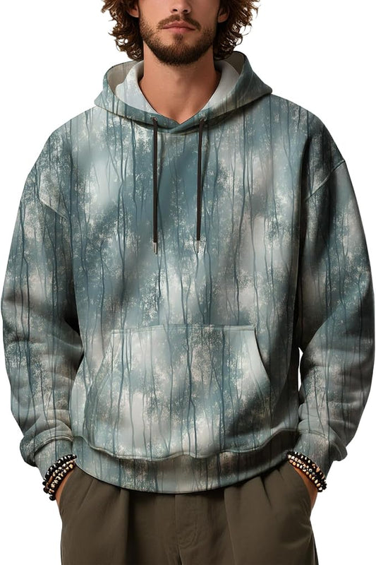 Mens Camo Hoodies Maple Leaf Graphic Camouflage Pullover Sweatshirts Hooded Fleece Casual Hunting Fall Outfits