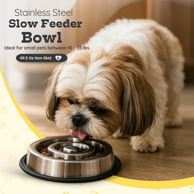 Stainless Steel Slow Feeder Dog Bowl