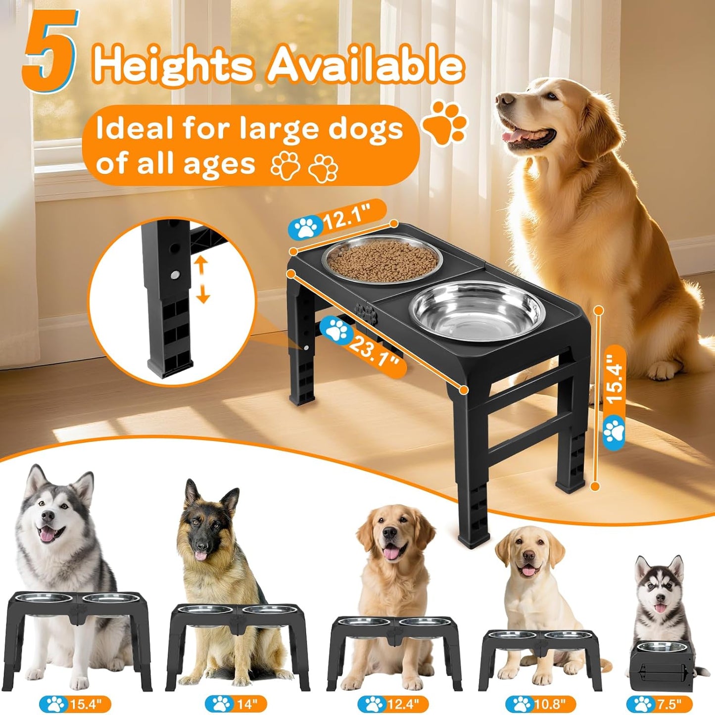 Elevated Dog Bowl Stand – Adjustable Height & Non-Slip Design