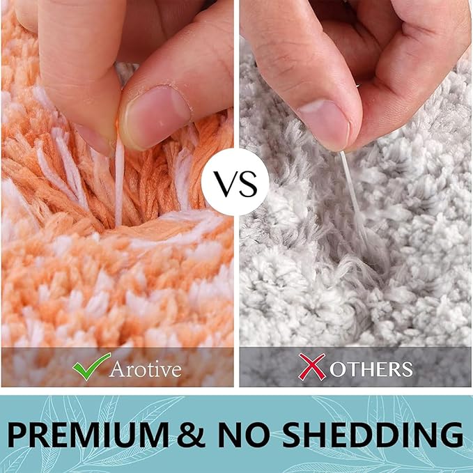 Arotive Microfiber Bathroom Rugs, Shaggy Soft and Absorbent Bath Rug, Non-Slip, Thick Plush Machine Washable Dry Bath Mats for Bathroom, Tub and Shower, 30x20, Orange, Rectangular