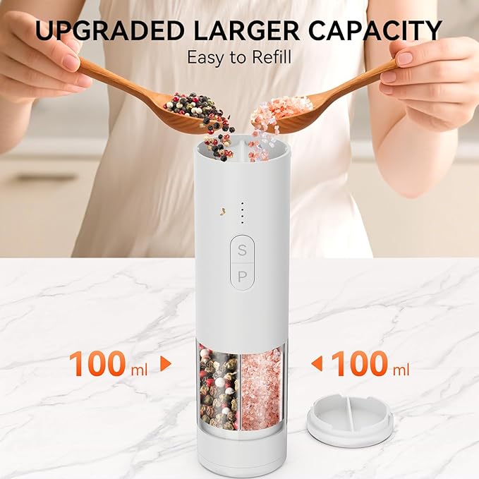 Electric Salt & Pepper Grinder Set – USB Rechargeable Automatic Spice Mill (2-in-1)