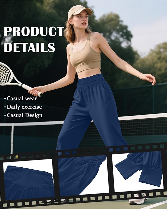 2 Pack Women's Yoga Joggers, Cozy Sweatpants with Pockets Casual Loose Comfy High Waisted Lounge Pants