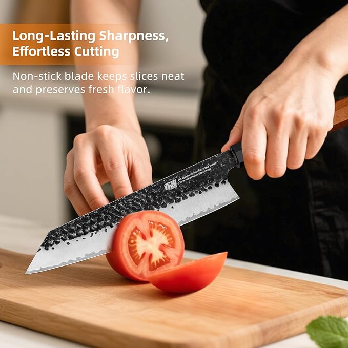 FINDKING Dynasty Series Japanese Kiritsuke Knife, Multi-Purpose Gyuto Chef knife, 9Cr18MoV High Carbon Steel Blade, African Rosewood Octagonal Handle, for Meat, Fruits, Vegetables,9 Inches