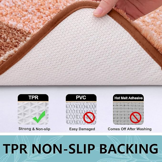Arotive Microfiber Bathroom Rugs, Shaggy Soft and Absorbent Bath Rug, Non-Slip, Thick Plush Machine Washable Dry Bath Mats for Bathroom, Tub and Shower, 54x24, Orange, Rectangular
