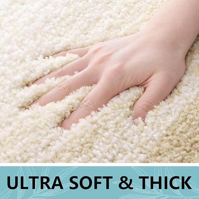 Arotive Microfiber Bathroom Rugs, Shaggy Soft and Absorbent Bath Rug, Non-Slip, Thick Plush Machine Washable Dry Bath Mats for Bathroom, Tub and Shower, 34x21, Light Beige, Rectangular