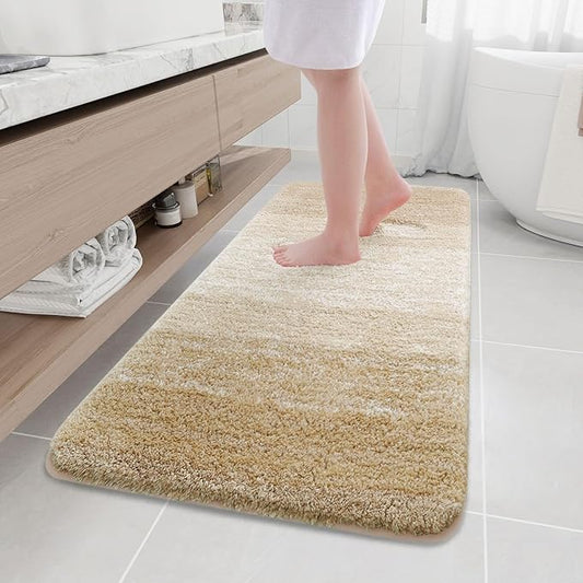 Arotive Microfiber Bathroom Rugs, Shaggy Soft and Absorbent Bath Rug, Non-Slip, Thick Plush Machine Washable Dry Bath Mats for Bathroom, Tub and Shower, 59x24, Camel, Rectangular