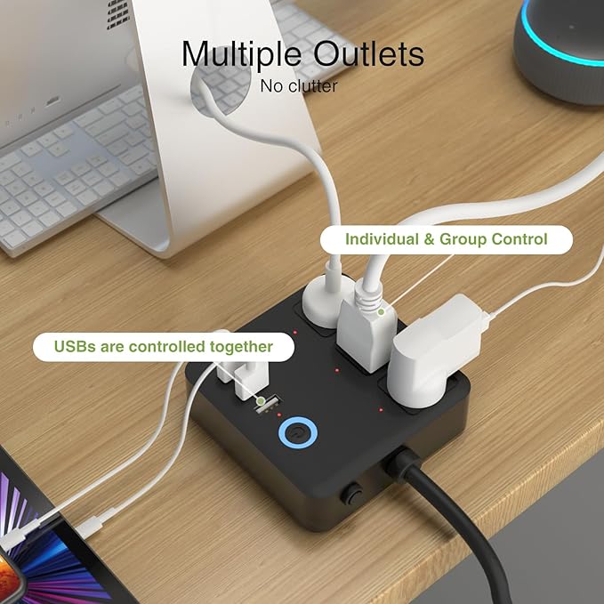 Smart Power Strip with USB – WiFi Surge Protector for Smart Home
